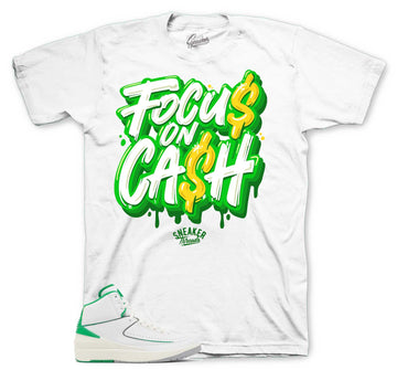 Retro 2 Lucky Green Shirt - Focus on Cash - White