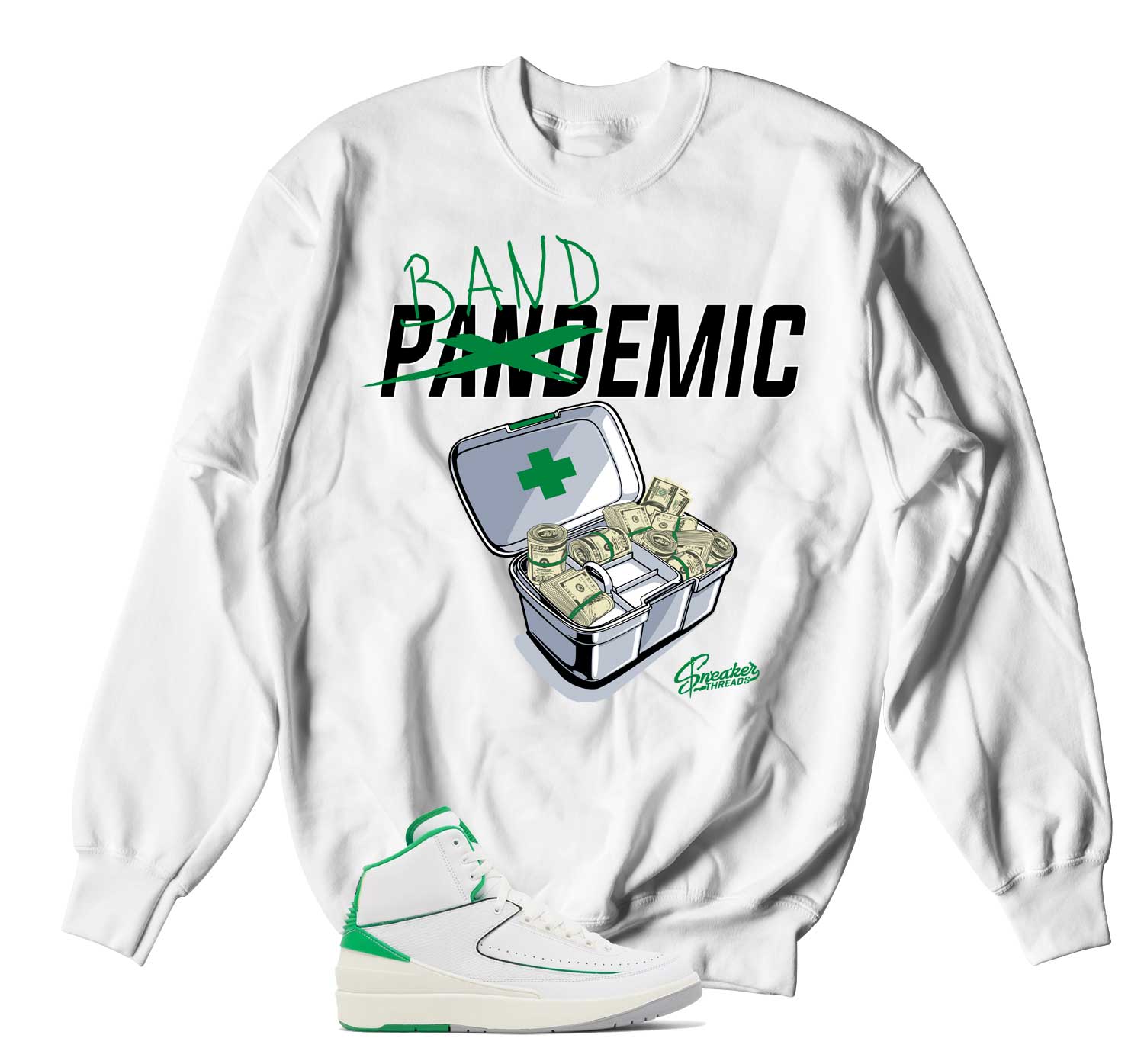 Retro 2 Lucky Green Sweater - Bandemic - White