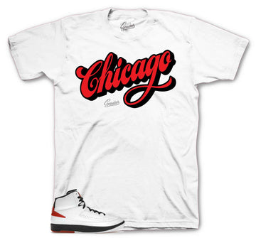 Retro 2 Chicago Shirt - Script - White