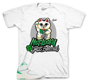 Retro 2 Lucky Green Shirt - Lucky Cat - White