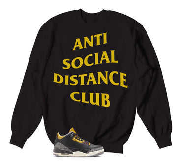 Retro 3 Cement Gold Sweater - Social Distance - Black
