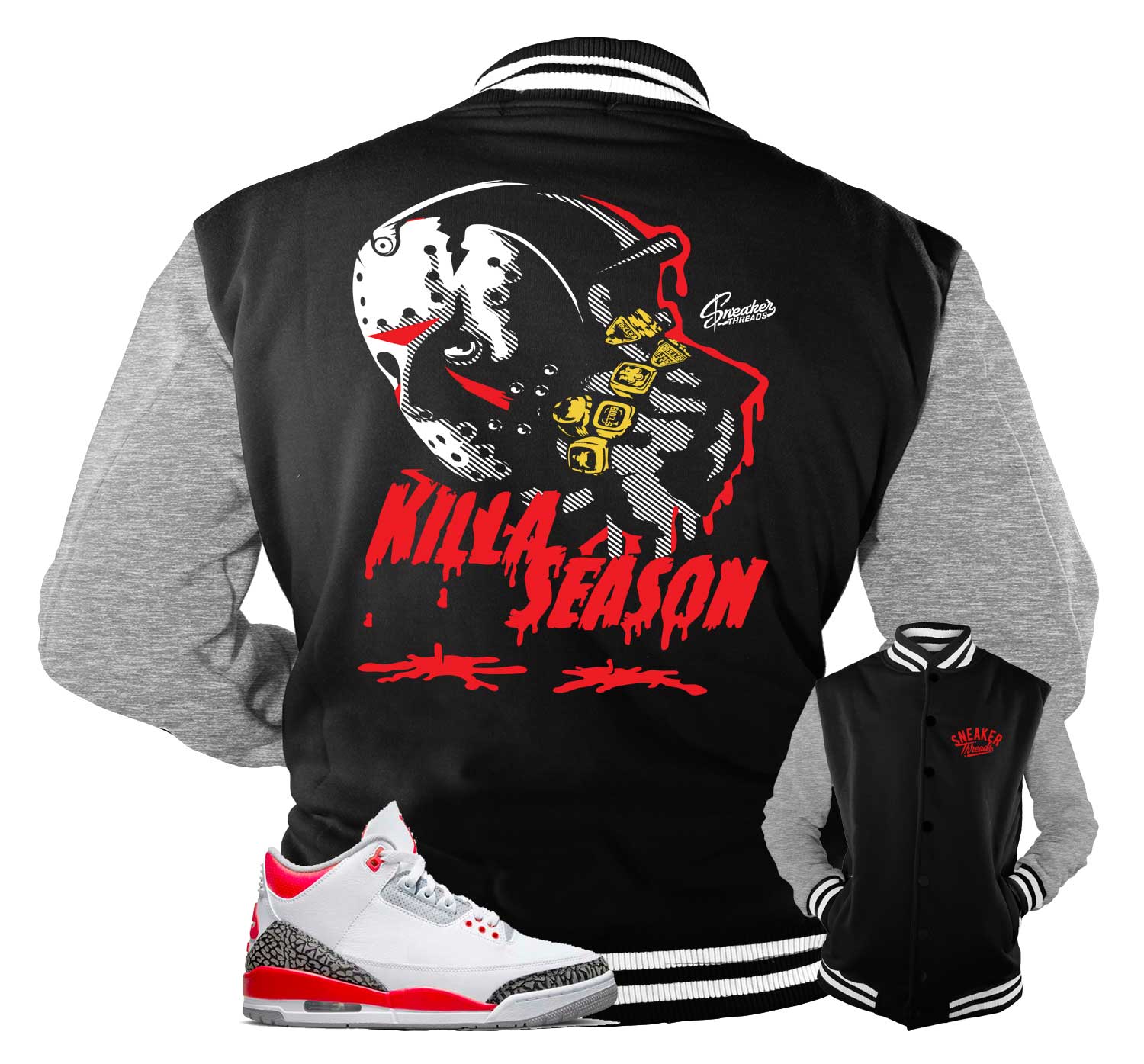 Retro 3 Fire Red Jacket - Killa Season - Black