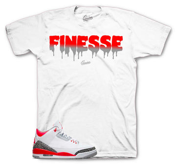 Retro 3 Fire Red Shirt - Finesse - White