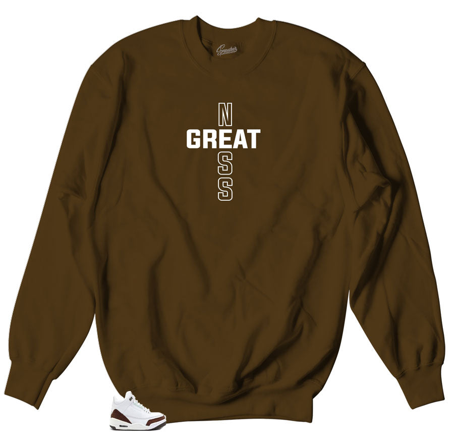 Mocha 3 Greatness Cross sweater to match perfect
