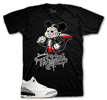 Retro 3 White Cement Reimagined Shirt - Killa Mouse - Black