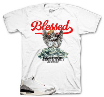 Retro 3 White Cement Reimagined Shirt - Blessed Angel - White