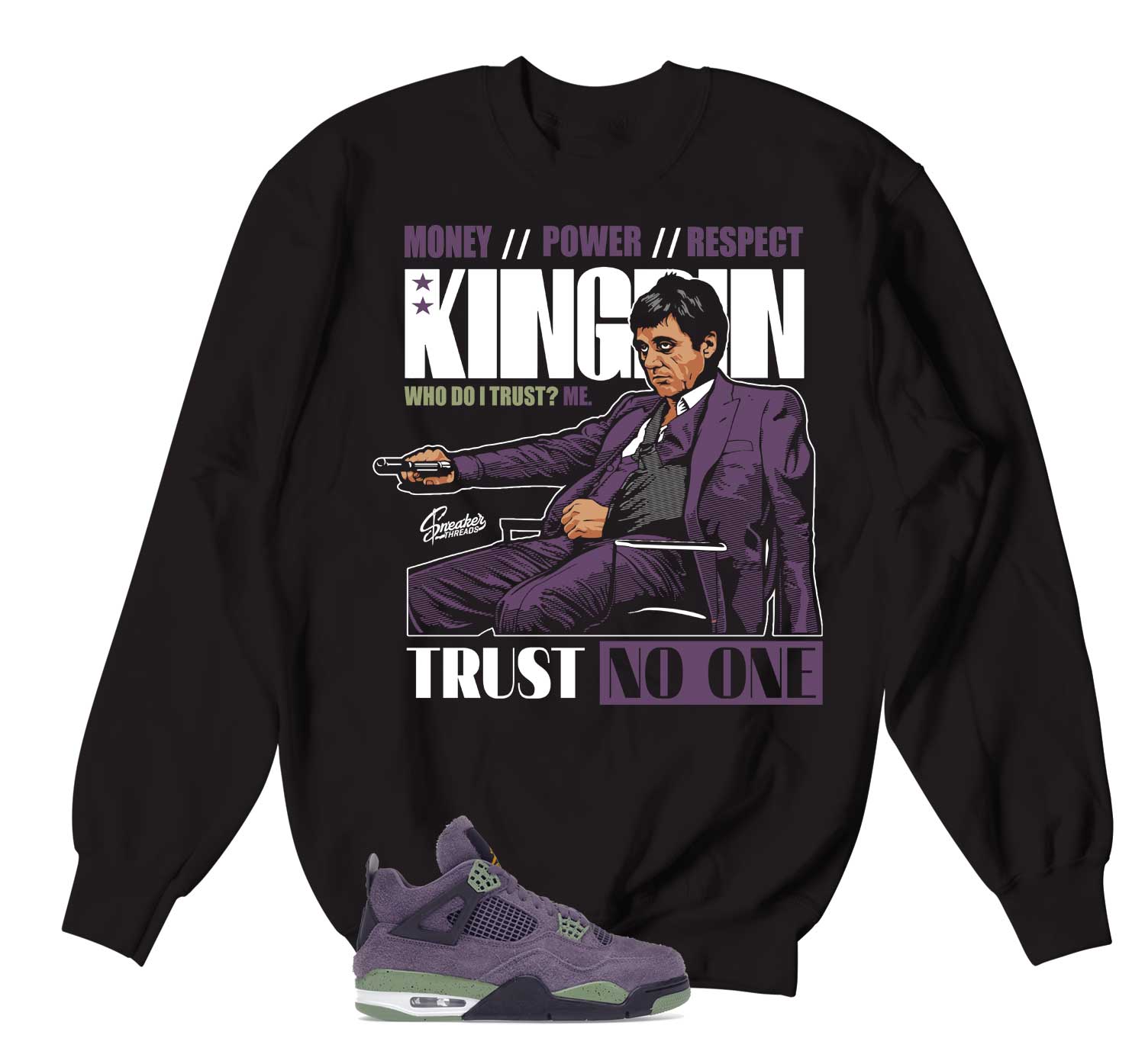 Retro 4 Canyon Purple Sweater - Trust Issues - Black