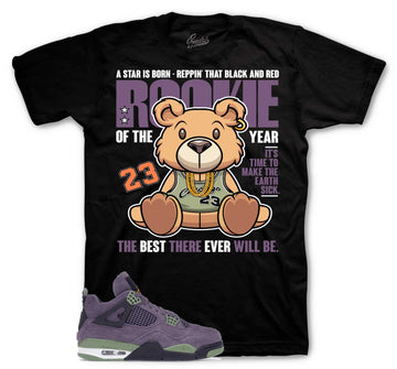 Retro 4 Canyon Purple Shirt - Rookie Bear - Black
