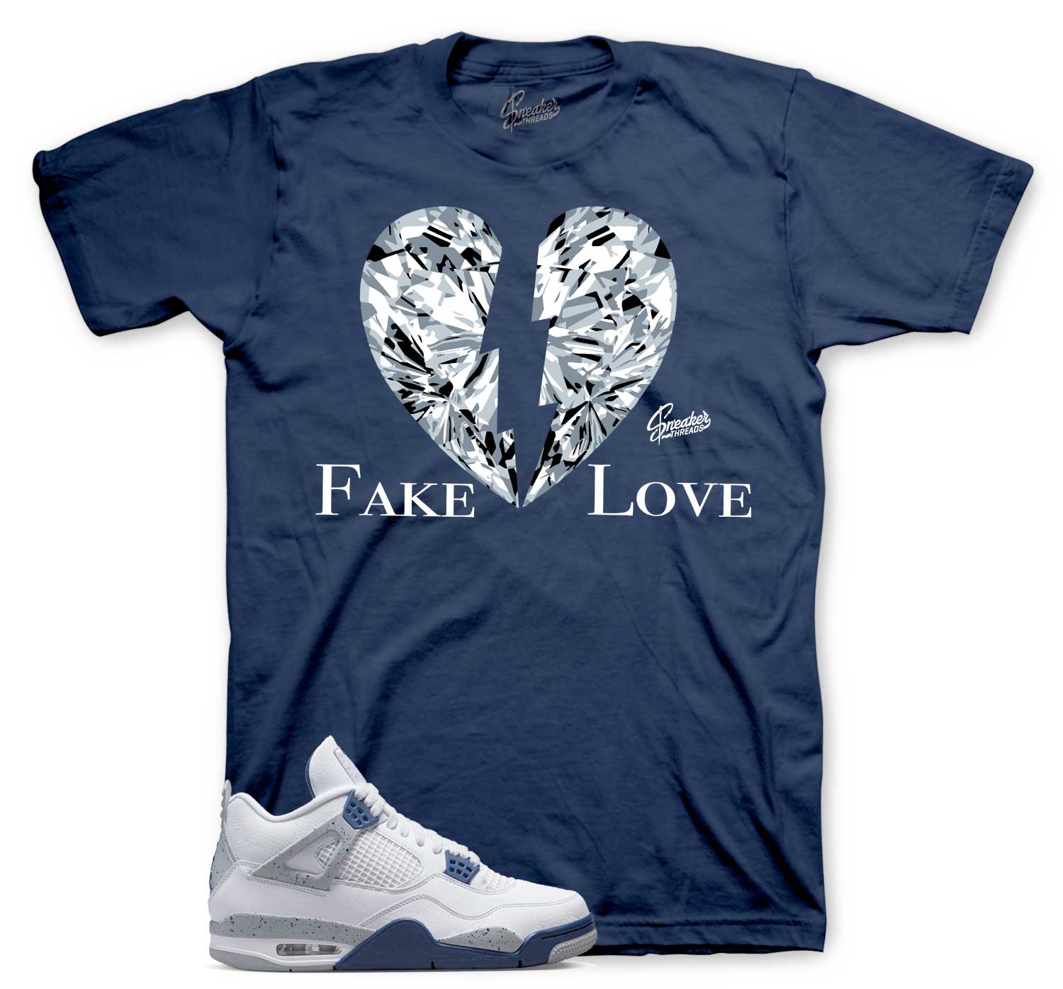 Retro 4 Midngiht Navy Shirt - Fake love - Navy
