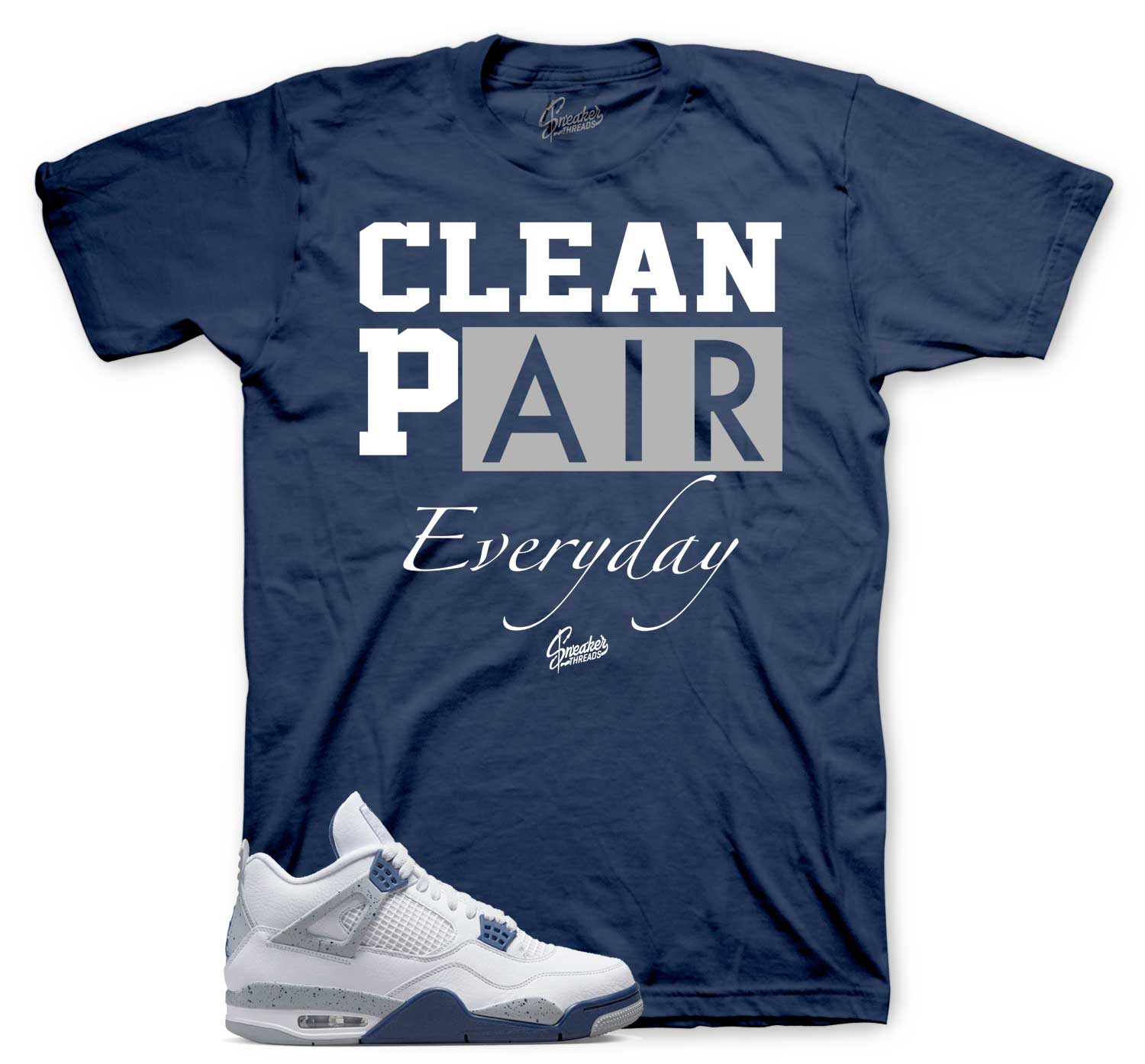Retro 4 Midngiht Navy Shirt - Clean Pair - Navy