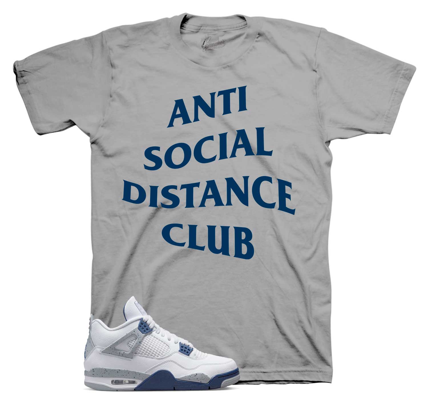 Retro 4 Midngiht Navy Shirt - Social Distance - Grey