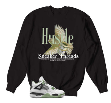 Retro 4 Seafoam Oil Green Sweater - Fly Hustle - Black