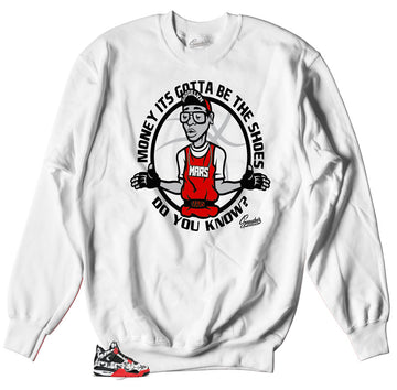 sweaters match Jordan 4 tattoo fire red sneakers.