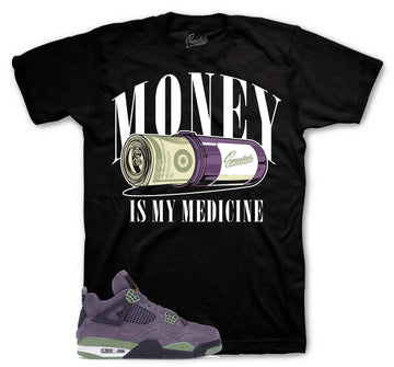 Retro 4 Canyon Purple Shirt - Money Medicine - Black