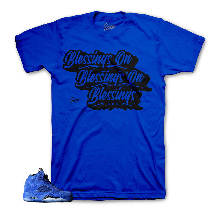 Sneaker shirts official | Blessings blue suede 5 tee.