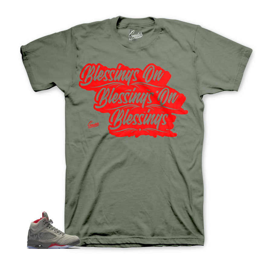 Dark stucco Jordan 5 shirts match | Blessings on blessings tee.