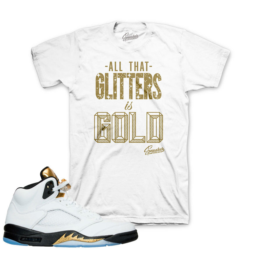 Shirts match Jordan 5 olympic gold retro 5 gold sneaker shirts.