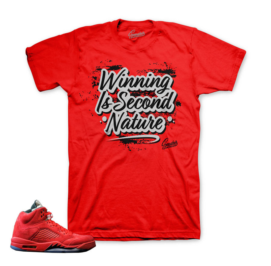 Jordan 5 red suede shirts match | Second Nature tee.