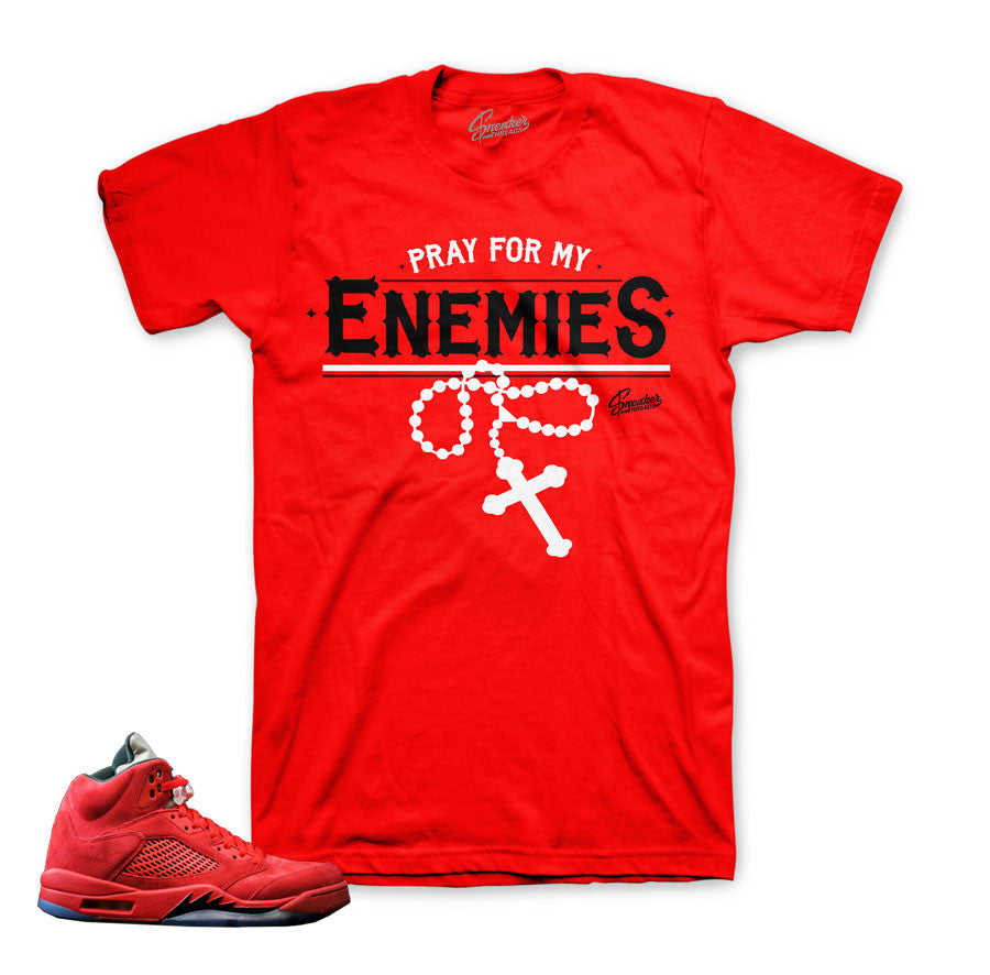Jordan 5 red suede shirt match | Fire sneaker match tee.