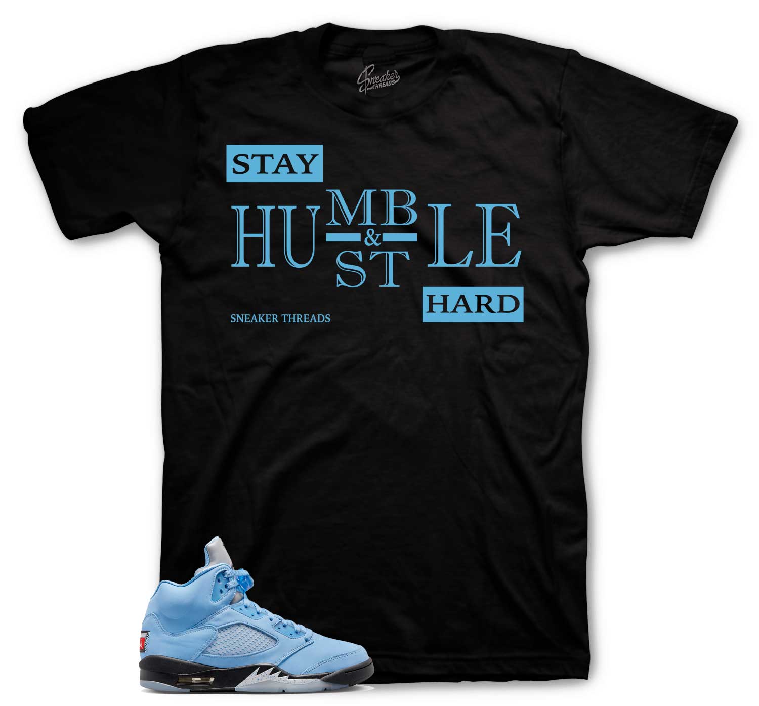 Retro 5 University Blue Shirt - Humble - Black