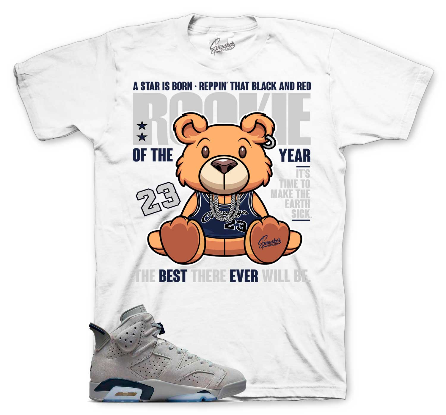 Retro 6 Georgetown Shirt - Rookie Bear - White