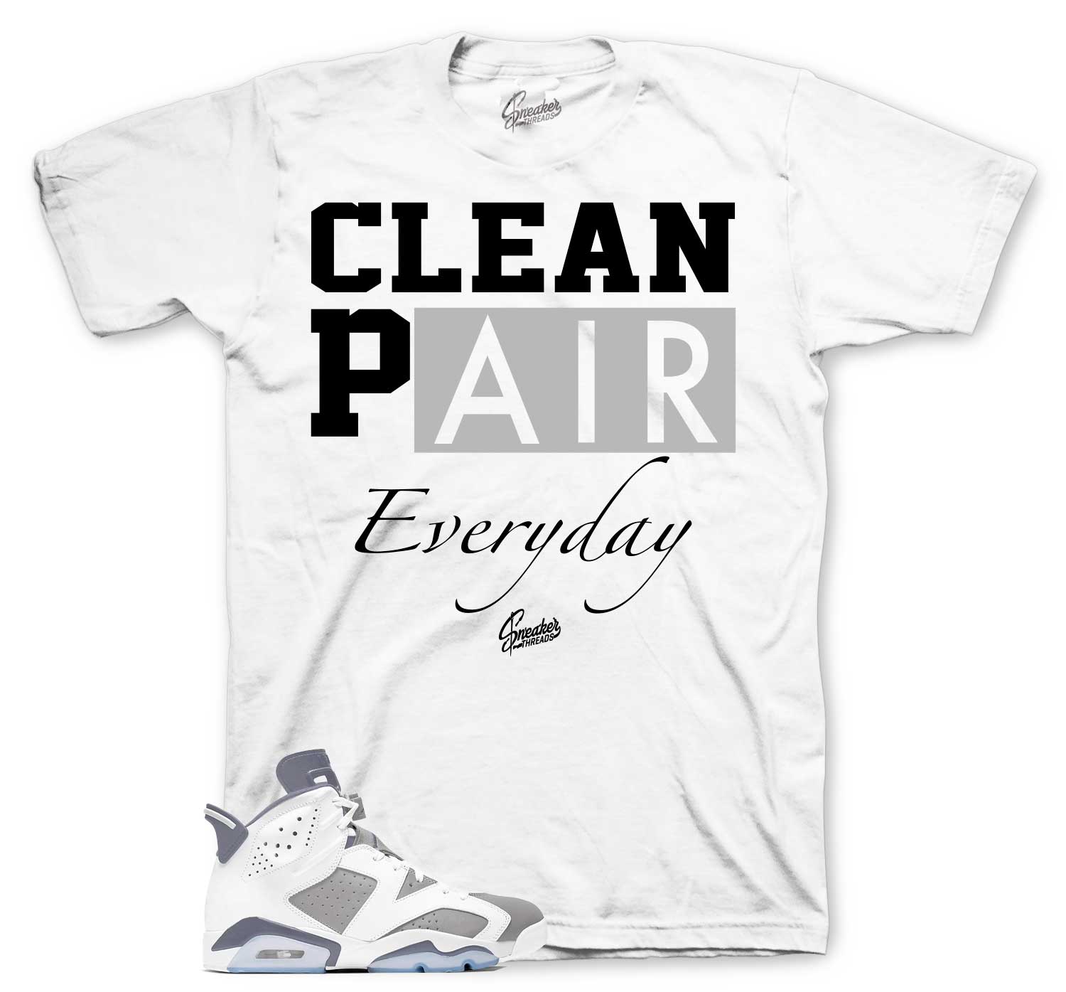 Retro 6 Cool Grey Shirt - Clean Pair - White
