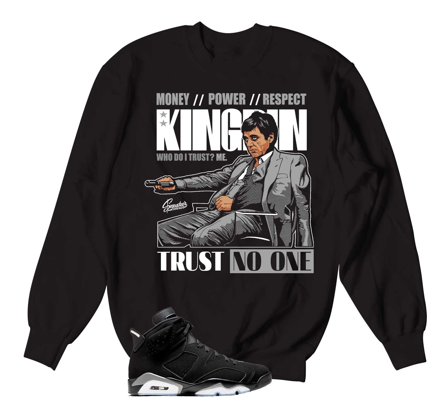 Retro 6 Metallic Silver Sweater - Trust issues - Black