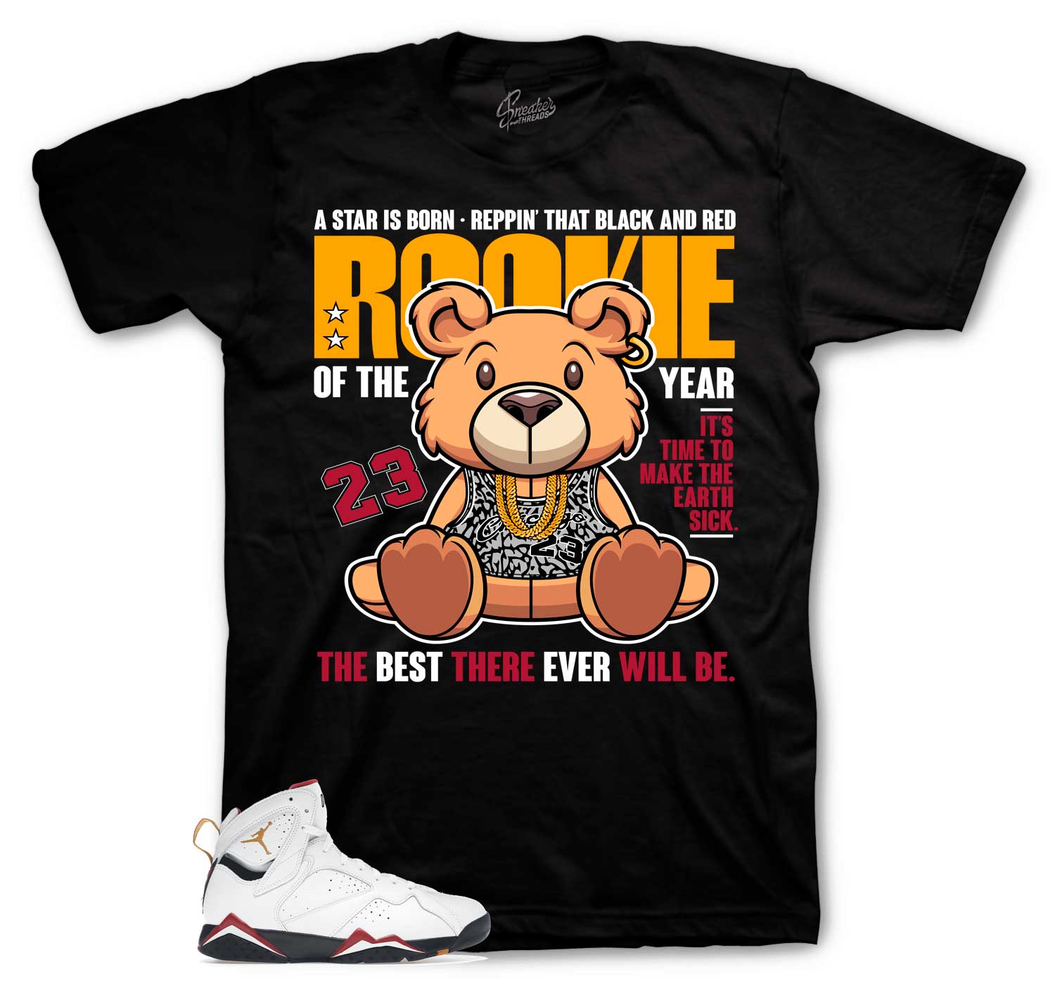 Retro 7 Cardinal Shirt - Rookie Bear - Black
