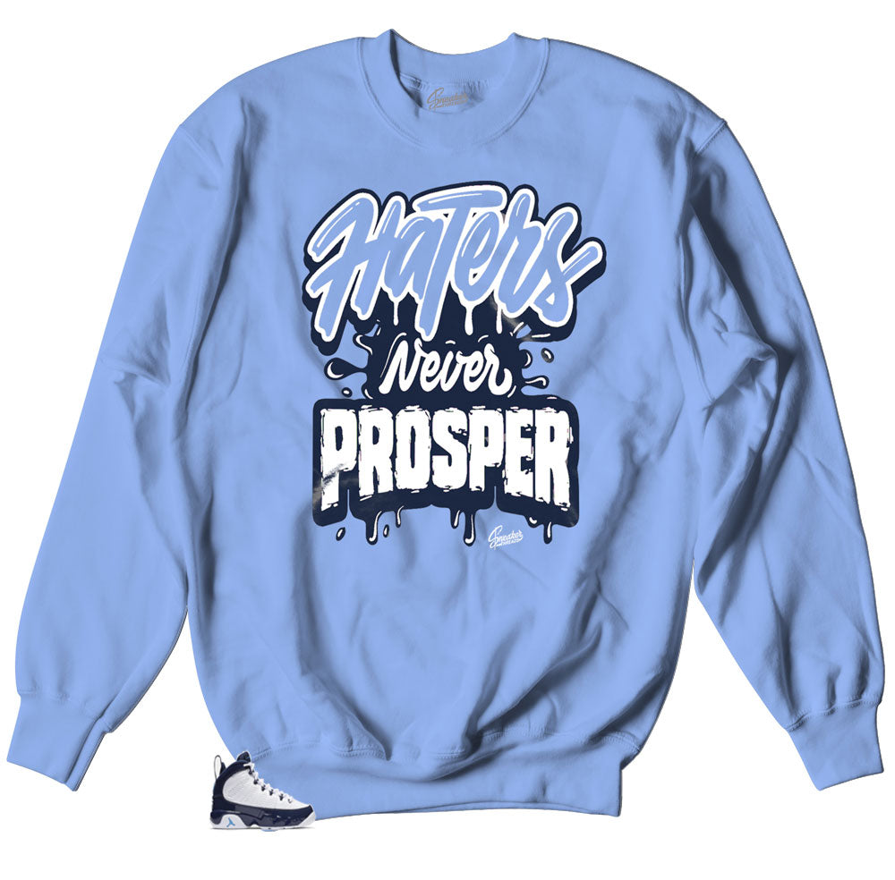 Jordan sneaker 9s UNC All Star matching crewneck sweater made to match Jordan UNC sneakers