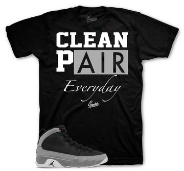 Retro 9 Particle Grey Shirt - Clean Pair - Black