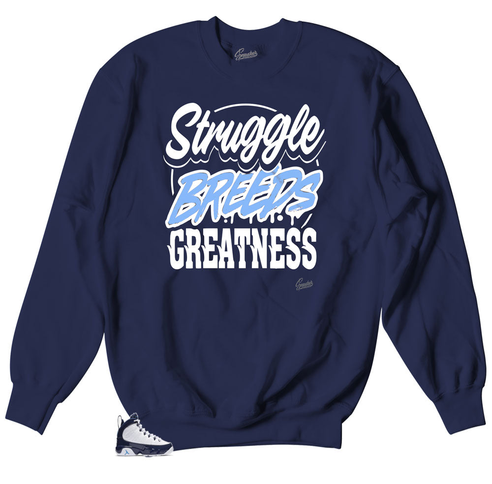 crewneck sweaters designed to match UNC all star Jordan 9s sneakers