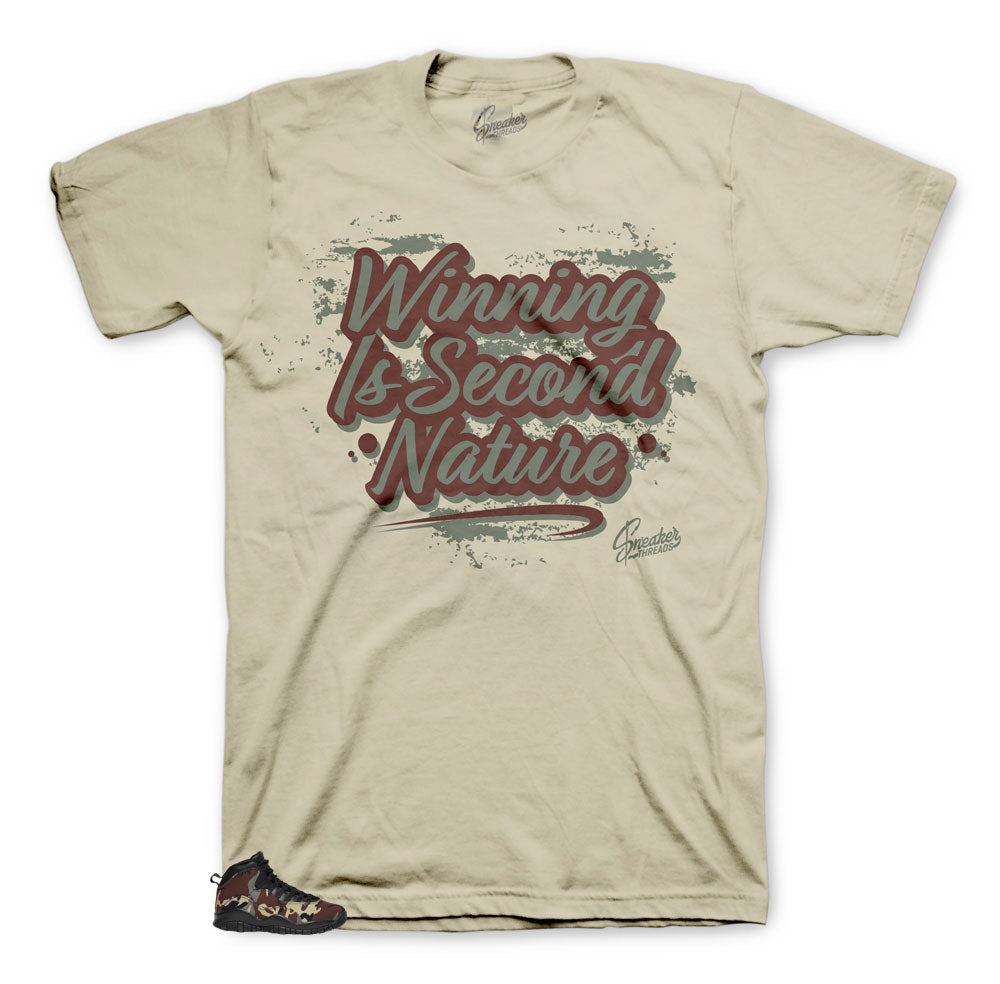 Jordan 10 camo woodland collection matches shirt collection designed to match the camo 10s
