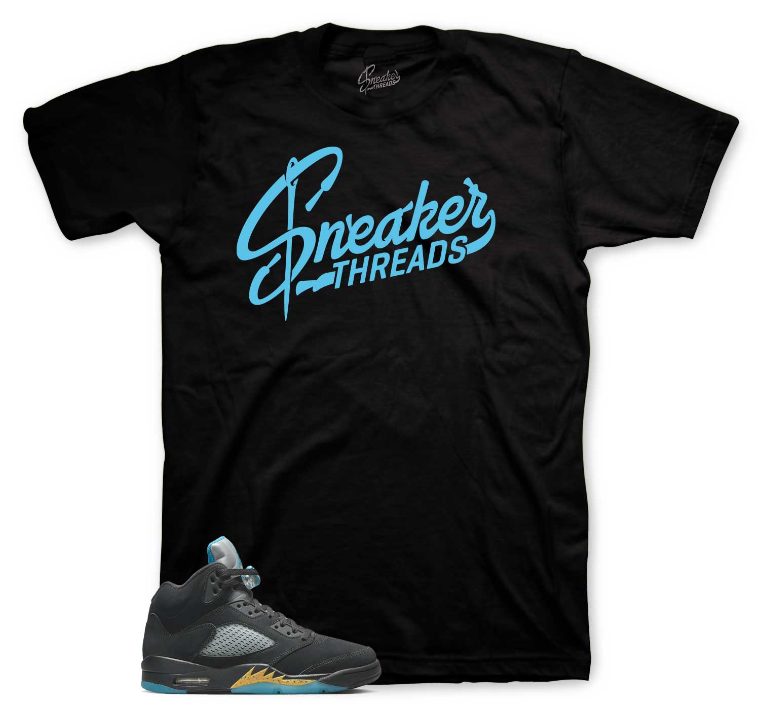 Retro 5 Aqua Shirt - St Logo - Black