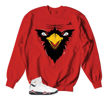 Retro 7 Cardinal Sweater - Fly Face - Cardinal Red