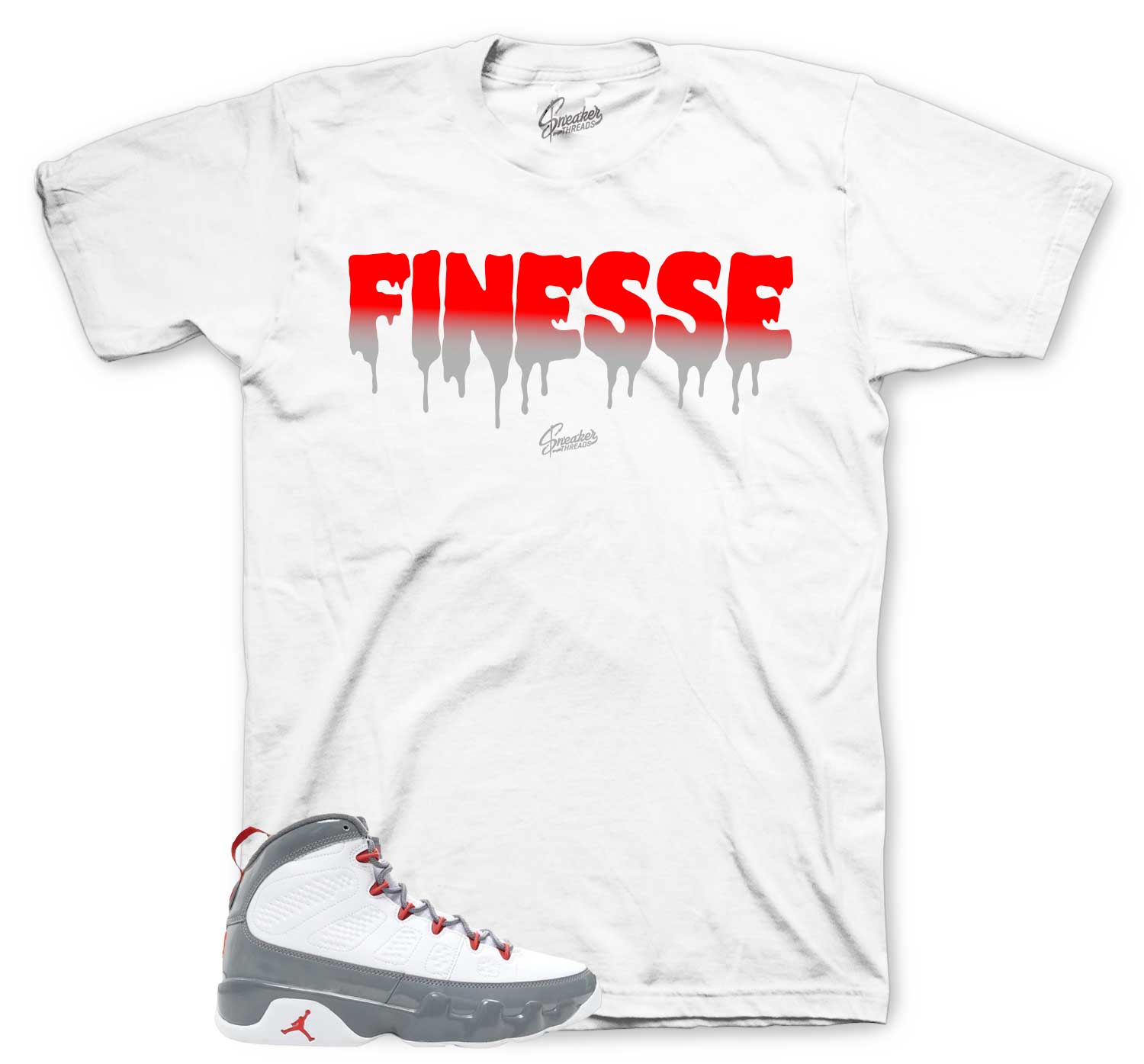 Retro 9 Fire Red Shirt - Finesse - White