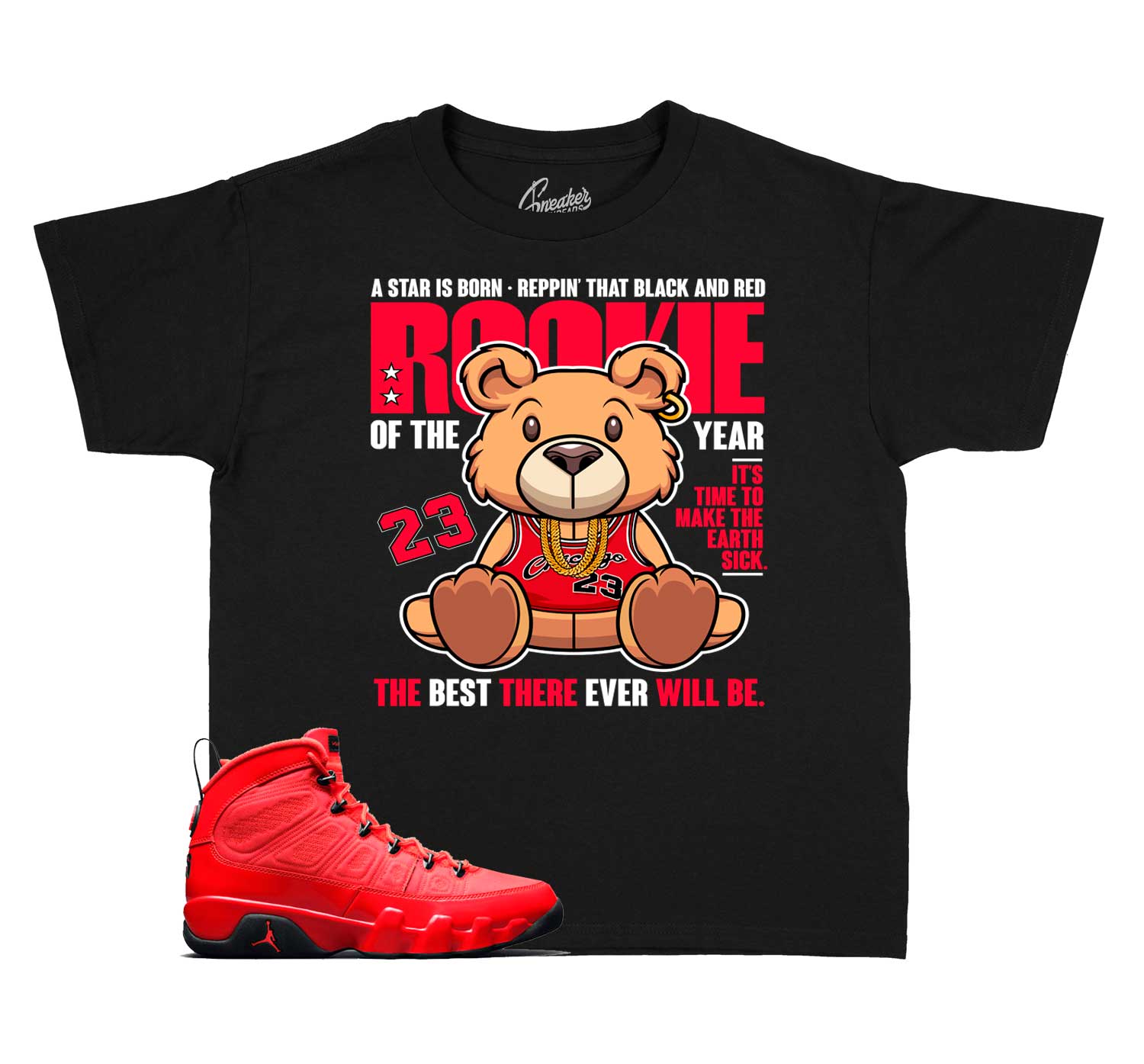 Kids Chile Red 9 Shirt - Rookie Bear - Black