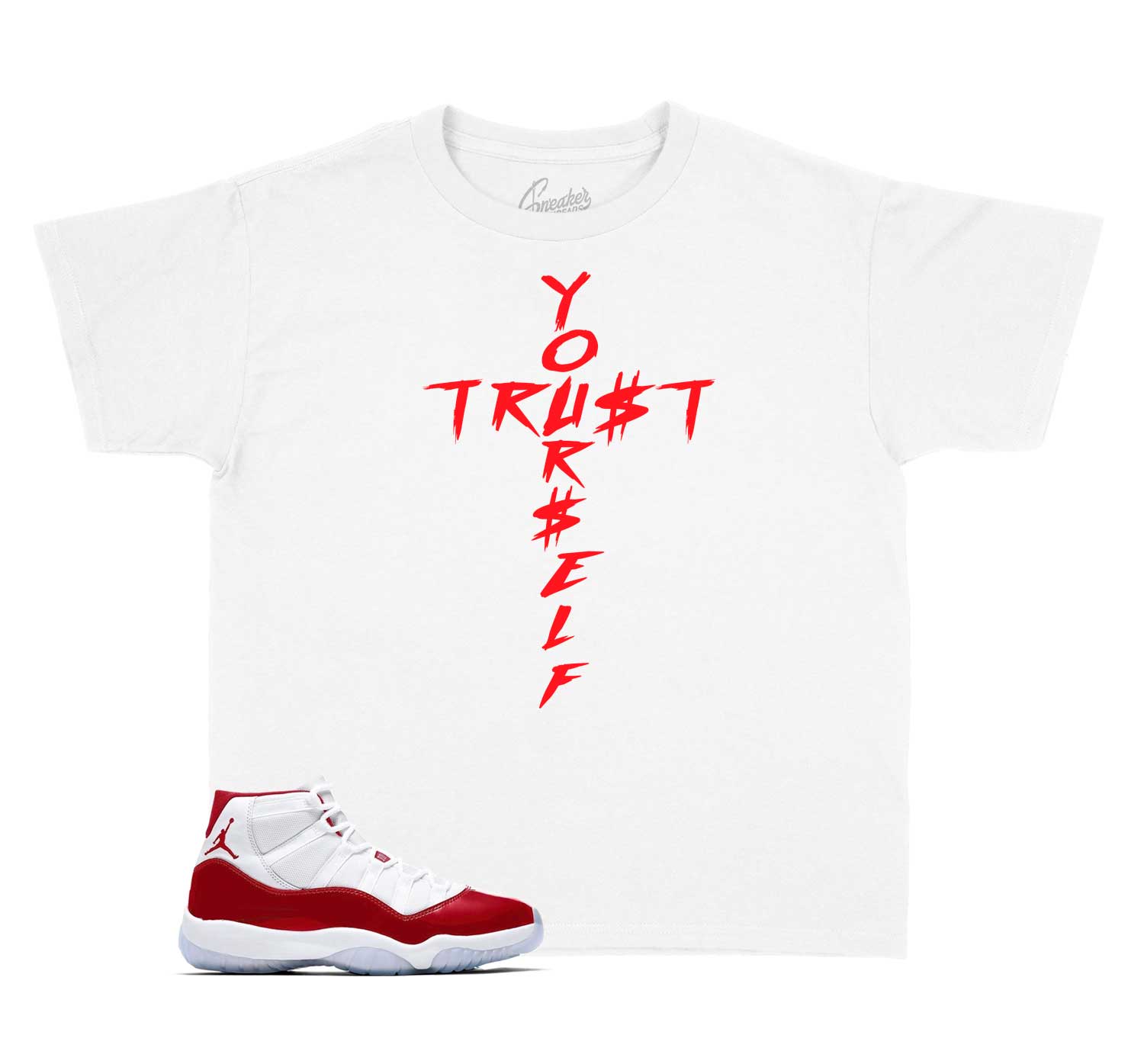 Kids Varsity Red 11 Shirt - Trust Yourself - White