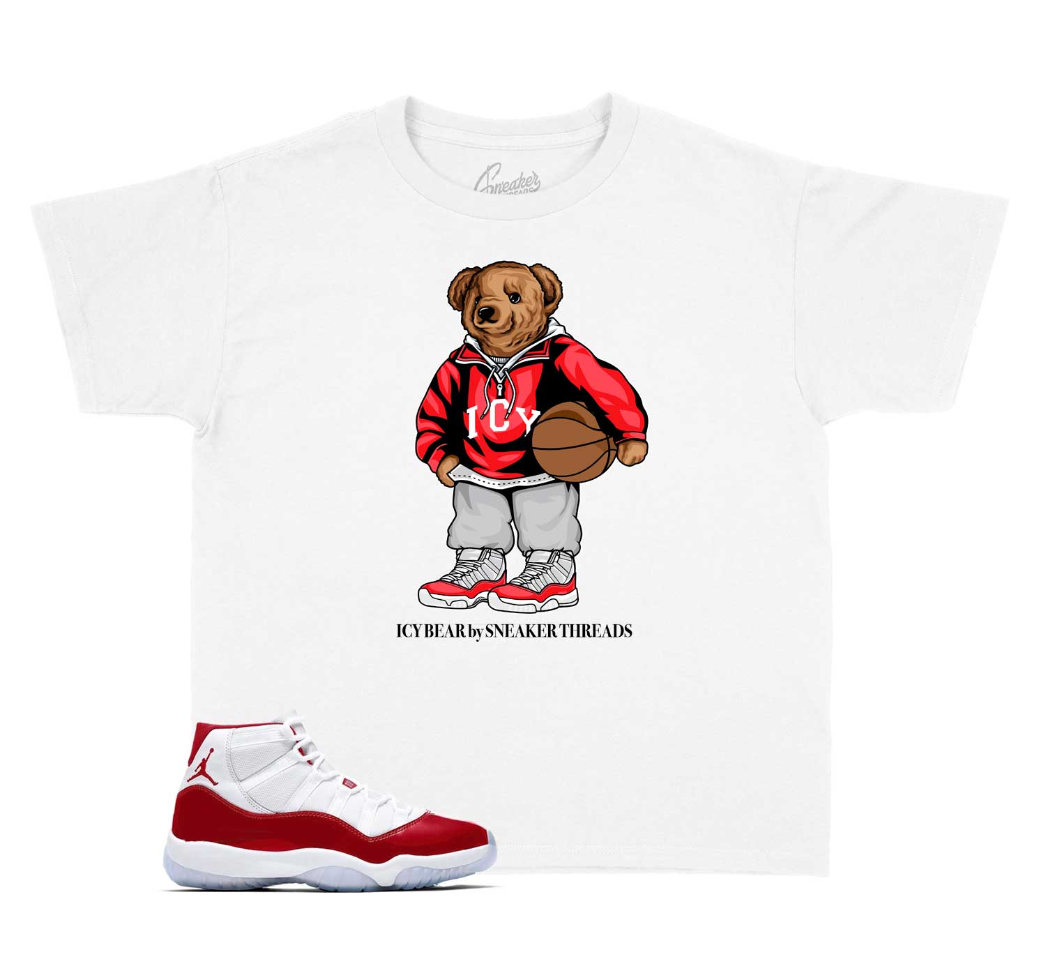 Kids Varsity Red 11 Shirt - Icy Bear - White