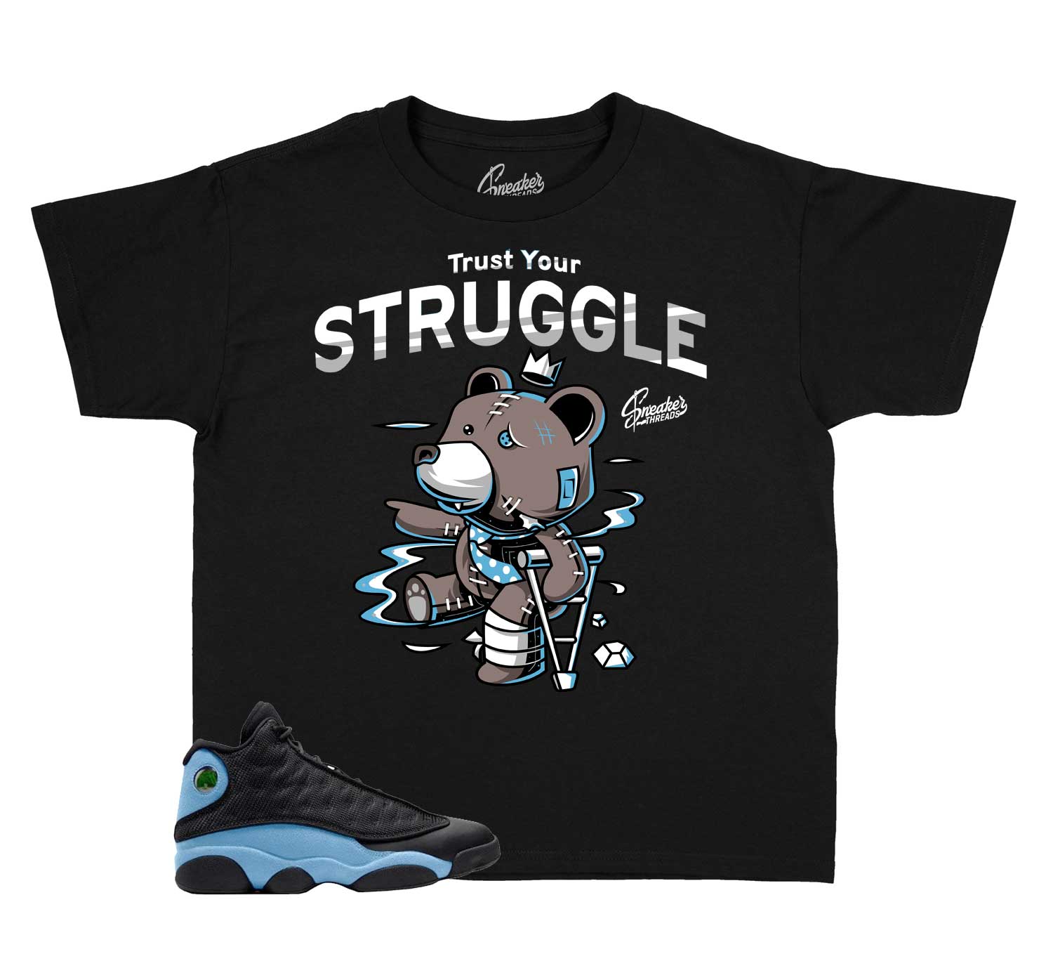 Kids University Blue 13 Shirt - Trust Your Struggle - Black