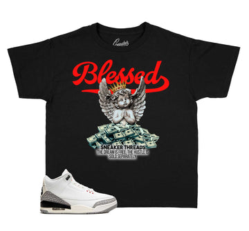 Kids White Cement 3 Reimagined Shirt - Blessed- Black