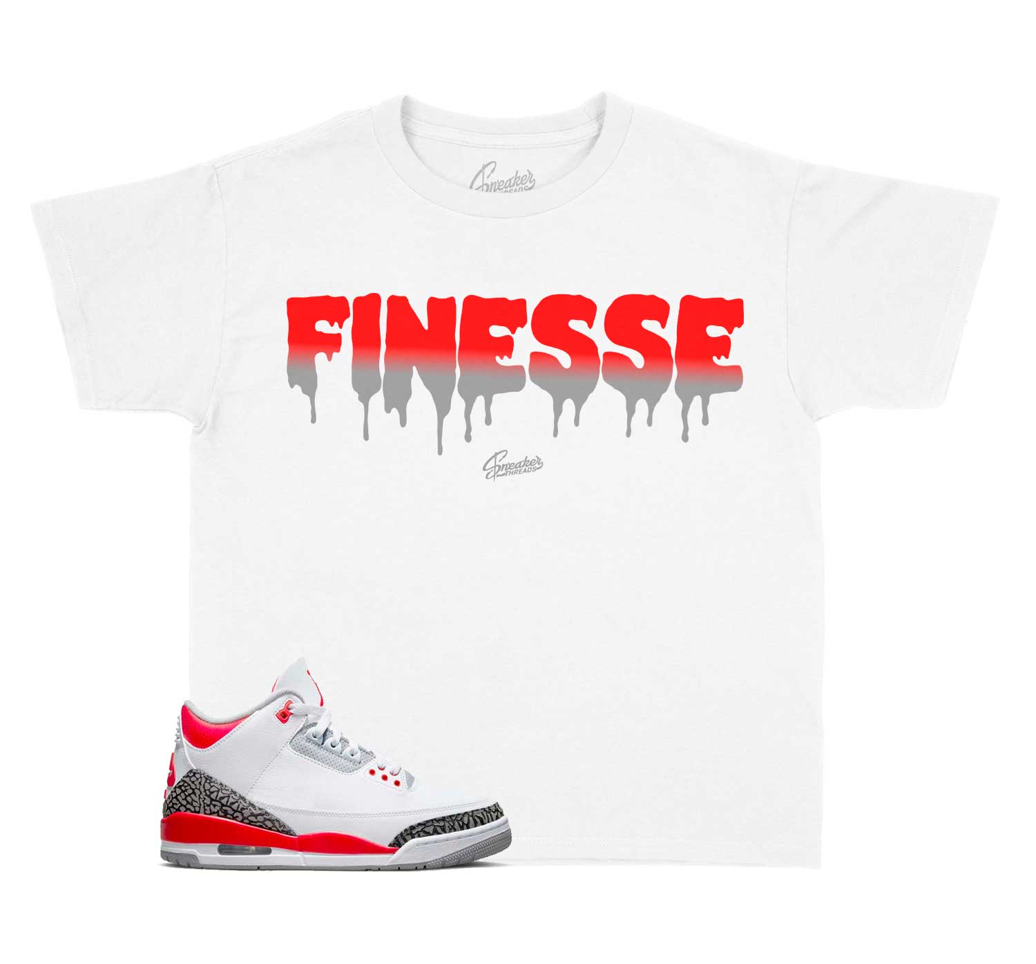 Kids Fire Red 3 Shirt - Finesse - White