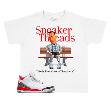 Kids Fire Red 3 Shirt - Box Of Sneakers - White