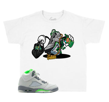 Kids Jordan 5 green bean sneaker tees