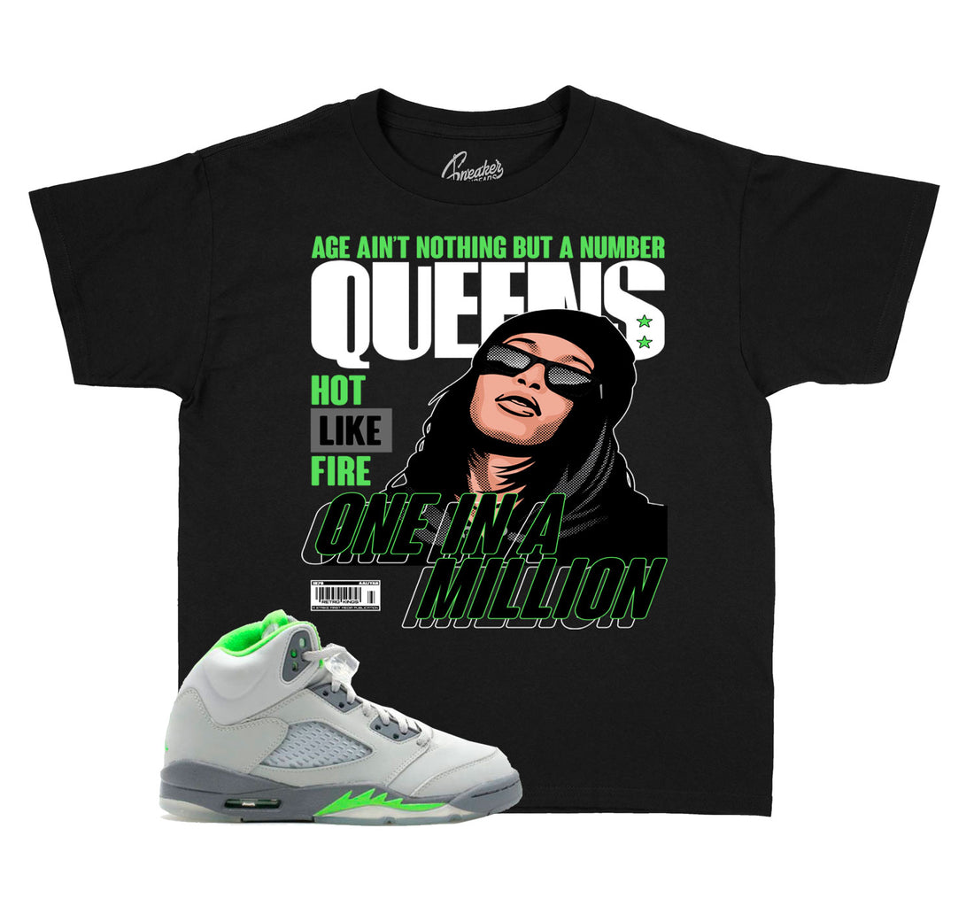 Kids Jordan 5 green bean sneaker tees