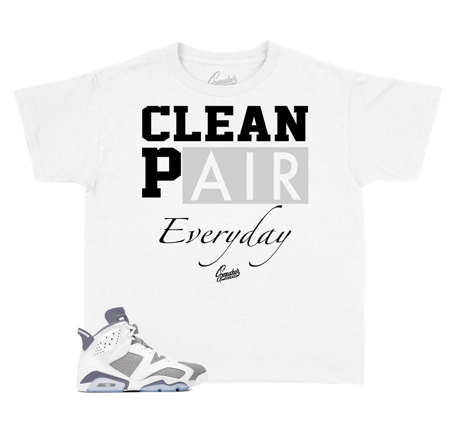 Kids Cool Grey 6 Shirt - Clean Pair - White