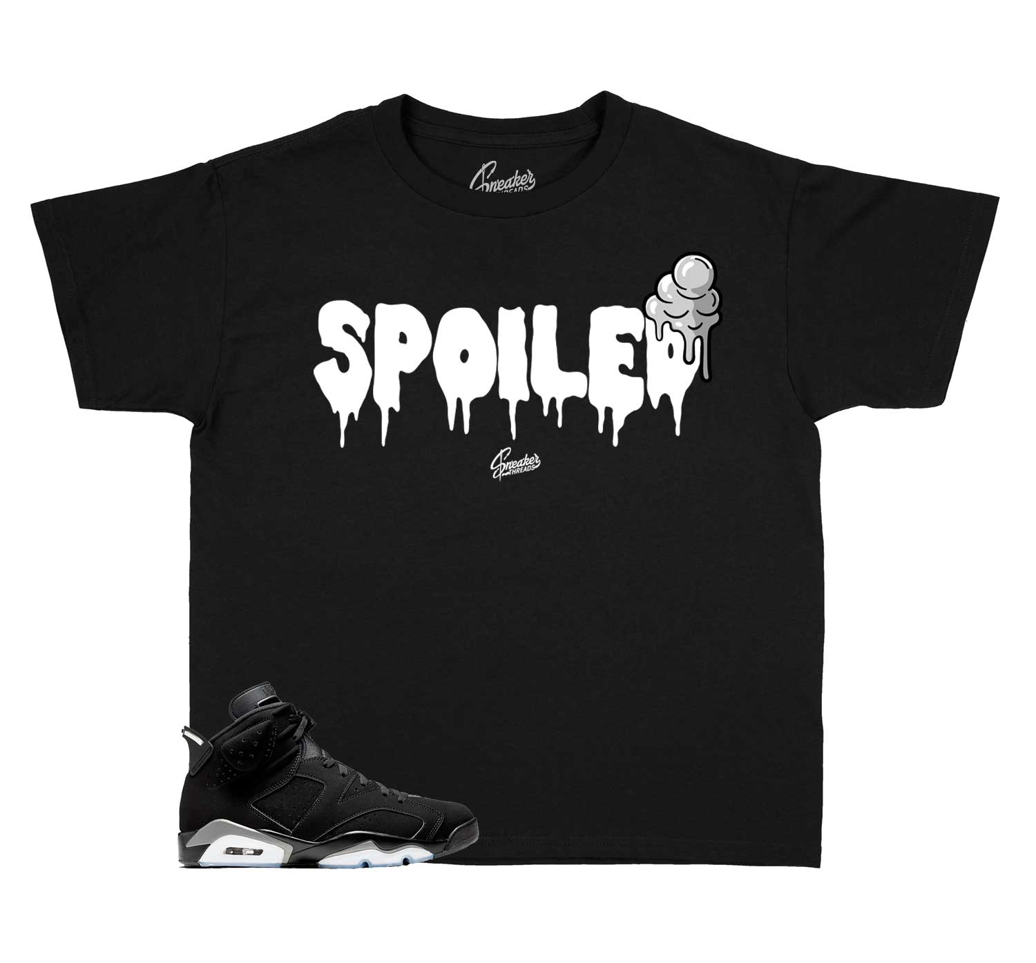 Kids Metallic Silver 6 Shirt - Spoiled- Black