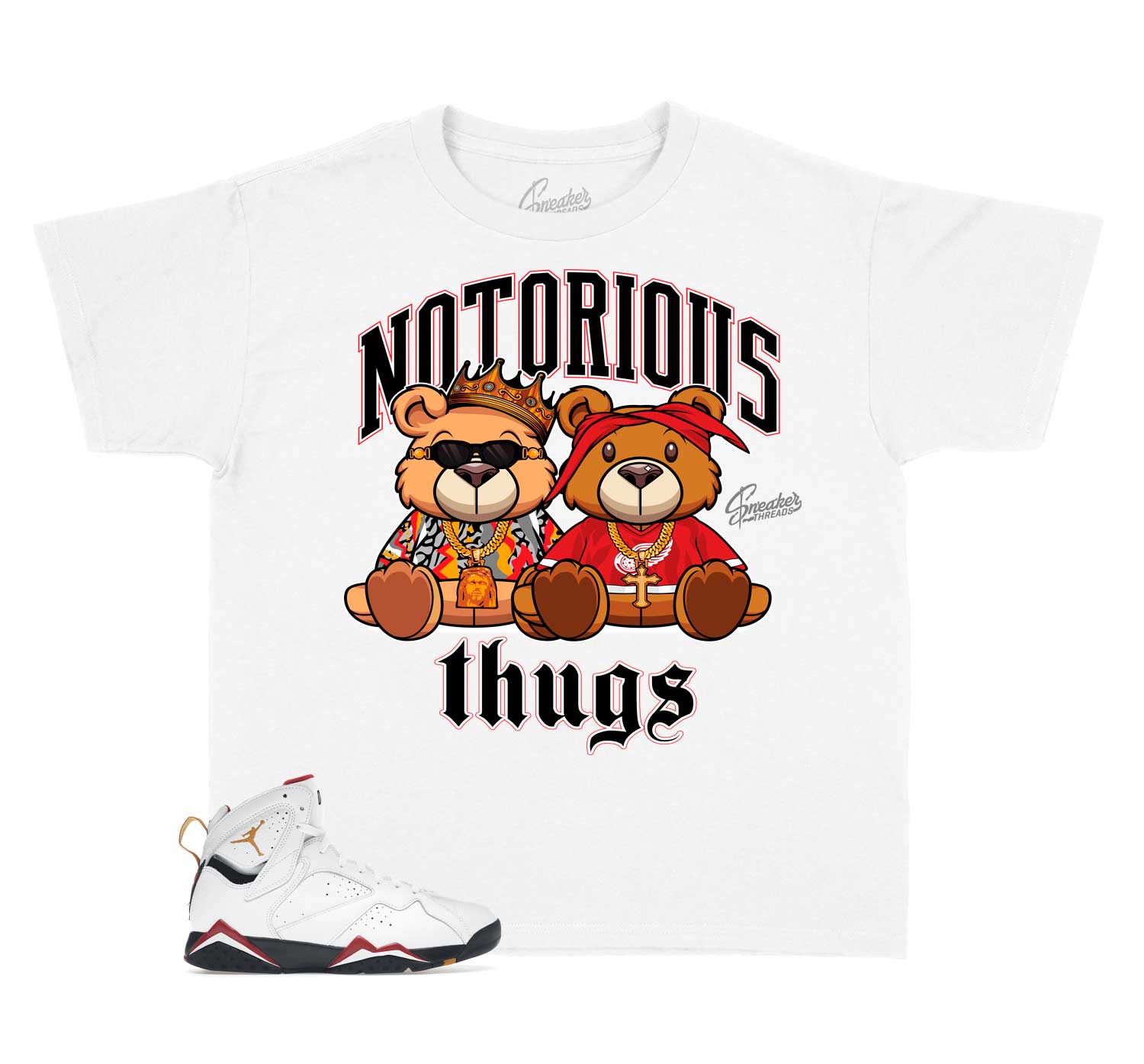 Kids Cardinal 7 Shirt - Thug Bears - White