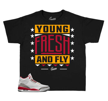 Kids Sneaker tees Match Jordan 3 Cardinal Red 