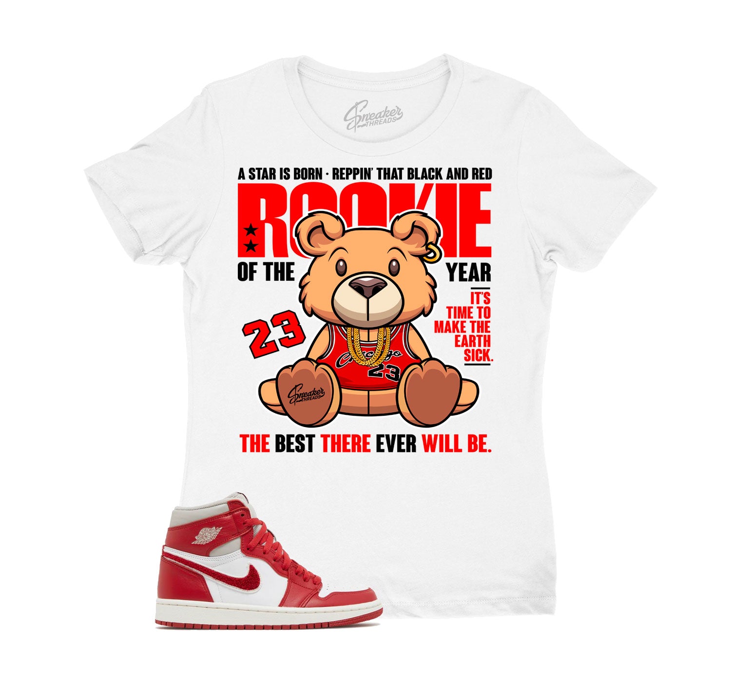 Womens Newstalgia 1 Shirt - Rookie Bear - White