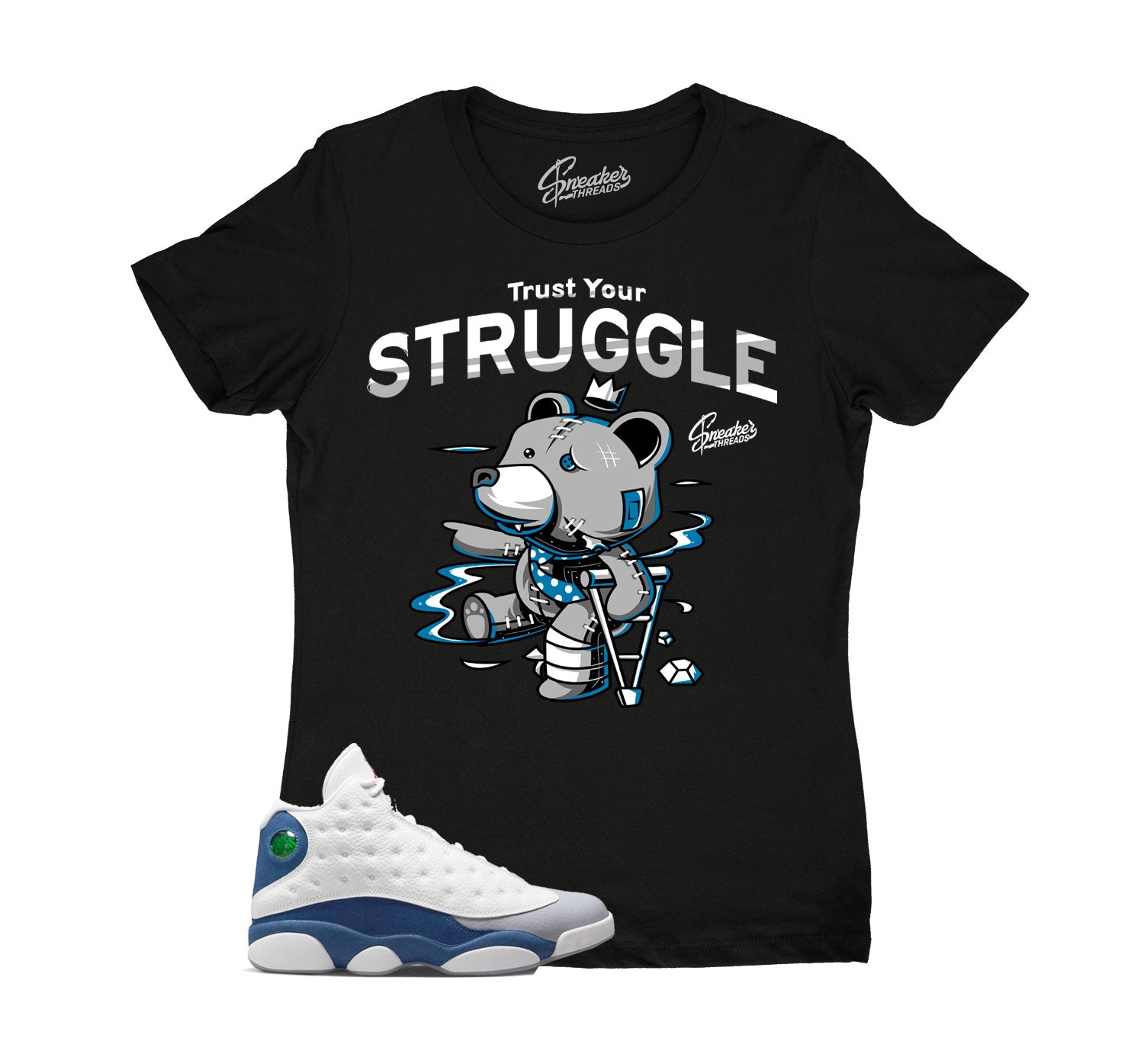 Womens French Blue 13 Shirt - Trust Your Struggle - Black